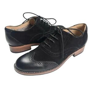 Sebago | Women | Claremont Black Suede Leather Brogue Oxford Shoes | Sz 8